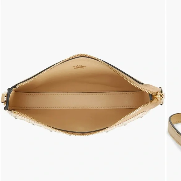 Valentino Beige Crossbody Bag Vlogo embellished faux raffia - Picture 5 of 16